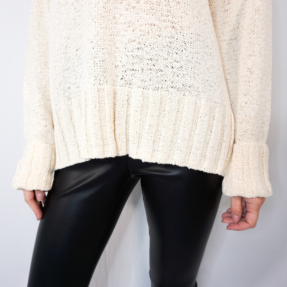 J. CREW Wide Rib Crewneck Sweater Cream Crop Knit - Picture 8 of 8